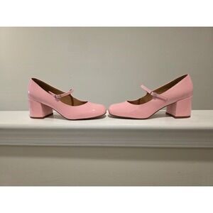 Women's sz 8.5 Journee Collection Pink Okenna Patent Mary Jane Block Heel Pumps